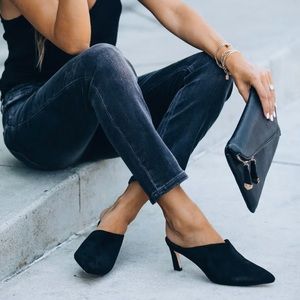 Vici faux suede heeled mule